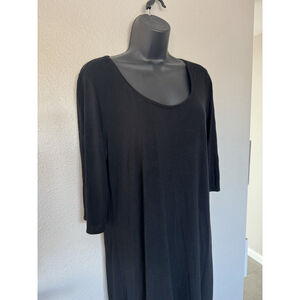 Eileen Fisher Tee Shirt Dress Black Short Sleeve Stretch Organic Cotton Small